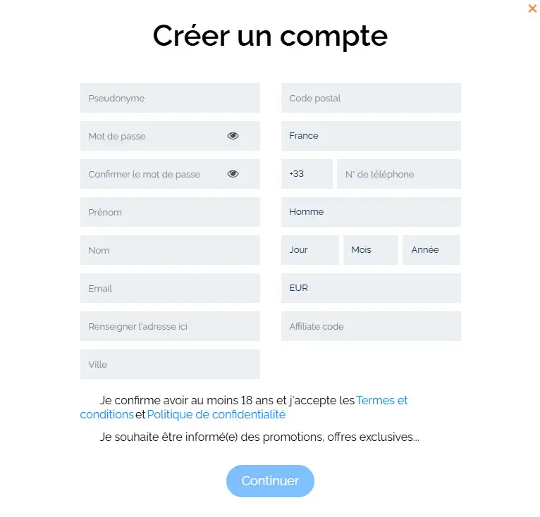 Proceso de registro ROOBET CASINO