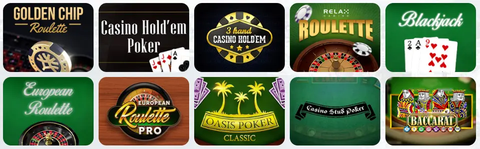 Juegos de mesa en ROOBET CASINO